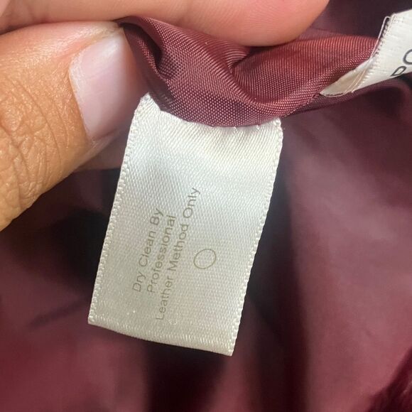 Boston Proper Women's Burgundy 100% Genuine Leather Moto Jacket size 2 #719 - Picture 7 of 14